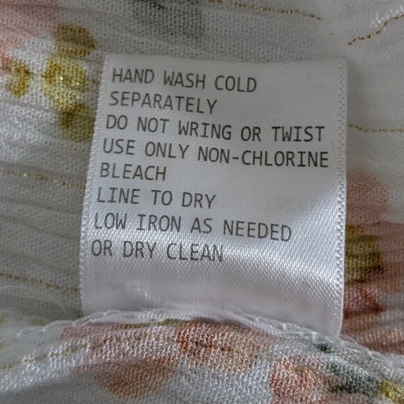 Cupcakes and Cashmere Blouse Women's Small Floral Peasant Smock Metallic Fringe - Picture 13 of 15